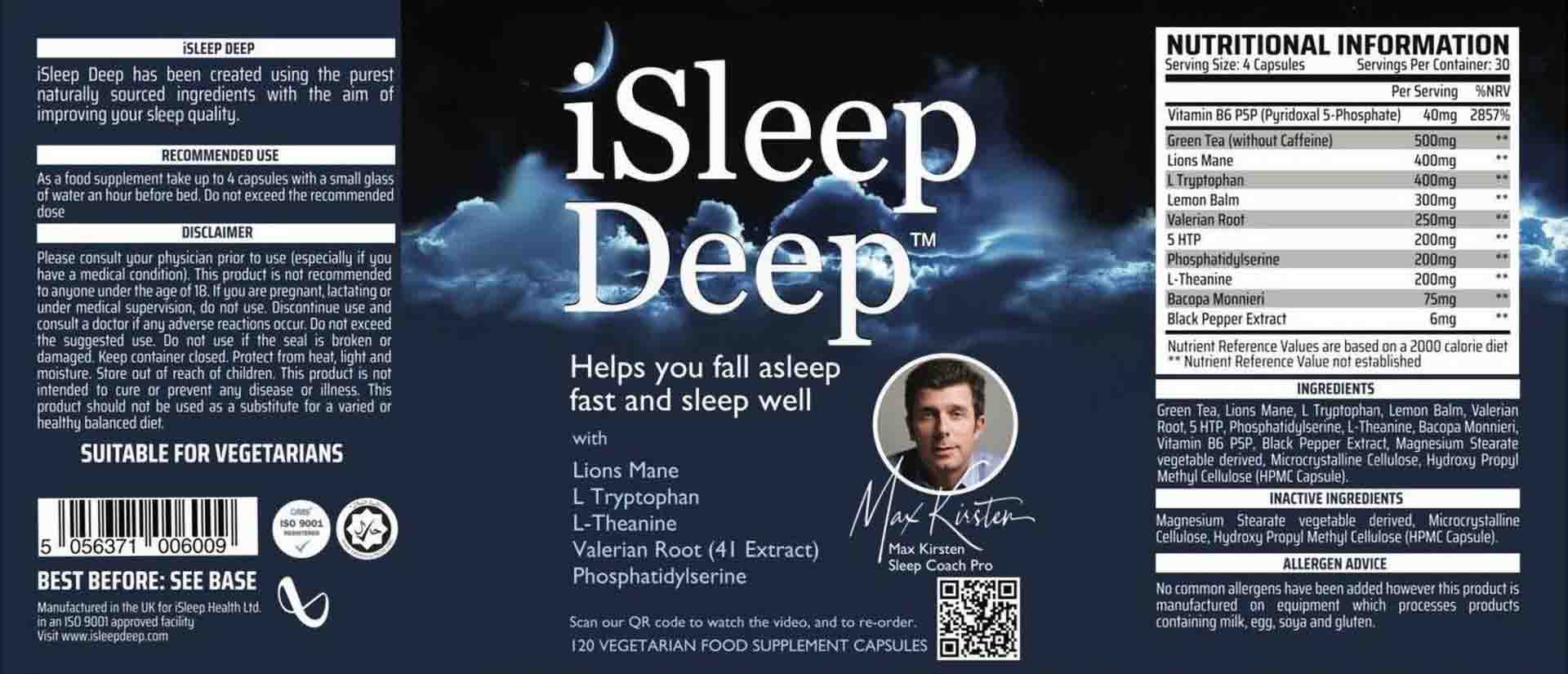 Isleep Deep Supplement Label